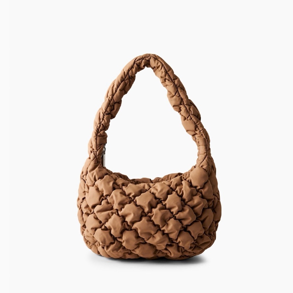 Aritzia Tan Quilted Shoulder Bag